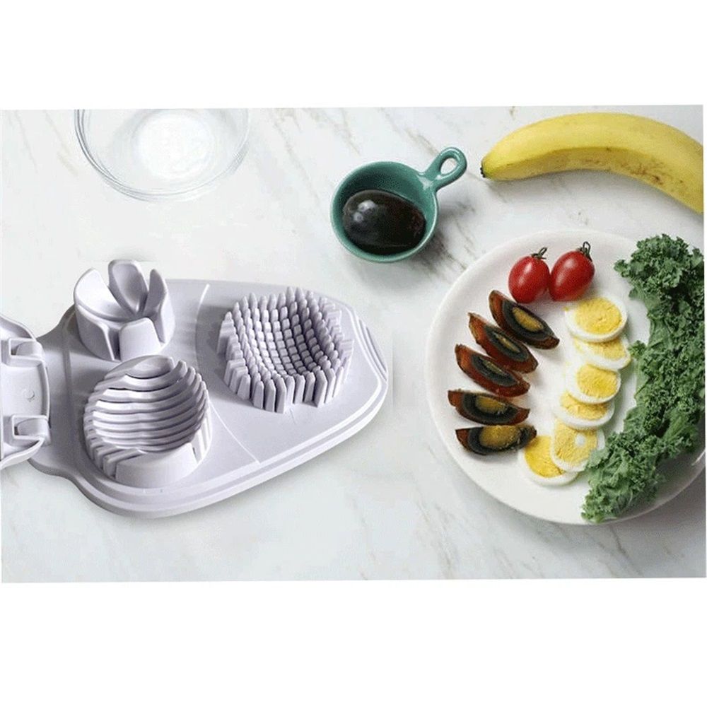 3-In-1egg Slicer For Hard Boiled Eggs,Stainless Heavy Duty Egg Slicer Kitchen Gadget, Fit Strawberry, Apple, Banana, Cherry, Tomato, White β image 5