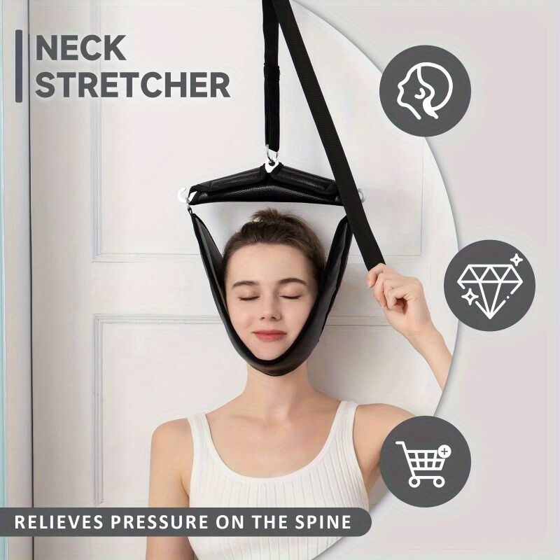 Portable neck stretcher for home use, medium tension with polyamide material, 360° rotation and 2-point connection, suitable for travel and home use to relieve — image 2