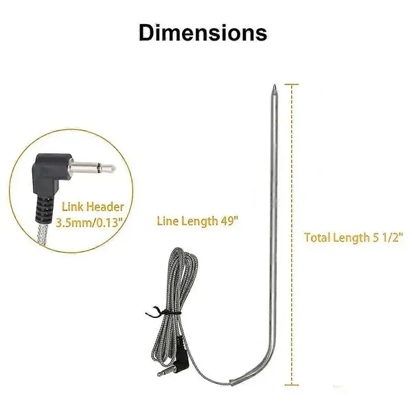 Meat Temperature Probe Replacement Set 9004190170, Stainless Steel Sensor Parts for 560, 800, 1050 and XL Digital Charcoal Grills, Silver โ image 3
