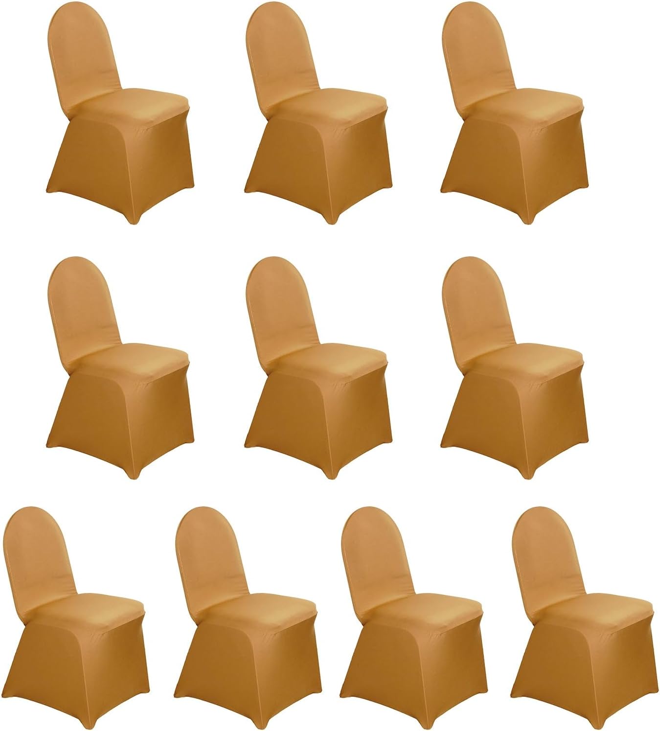 Efavormart 10 PCS Spandex Stretch Gold Chair Covers Universal Banquet Chair Covers for Party Dining with Foot Pockets Washable Wedding Chair Slip Covers for — image 3