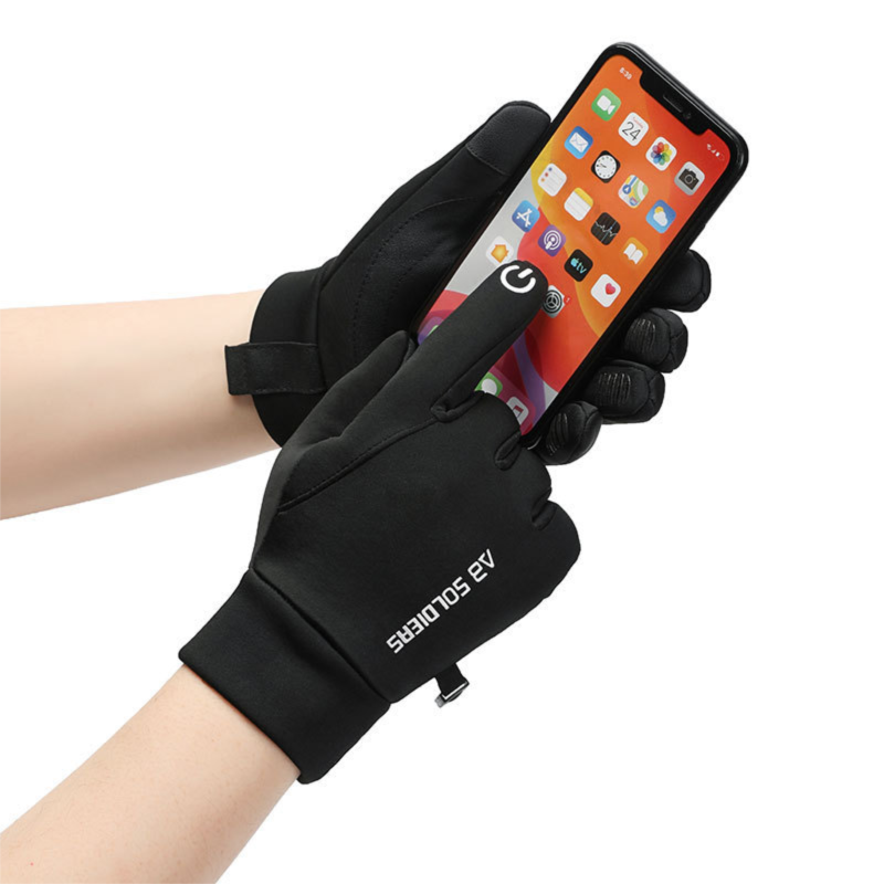 Grey Winter Thermal Gloves for Men Outdoor Cycling Driving Waterproof Touch Screen Warm Fleece Lining Anti-Slip(Size:XL) — image 5