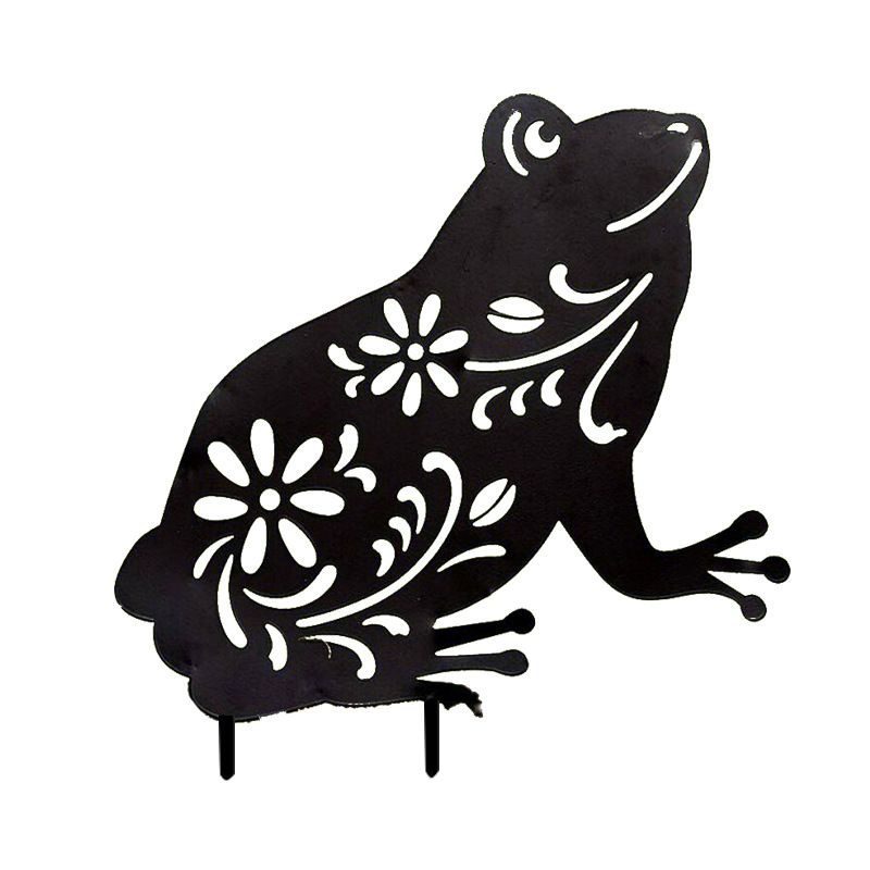 Metal Frog Garden Stakes Outdoor, Black Frog Silhouette Yard Decorations, Frog Animal Statues Decorative Garden Art Decor