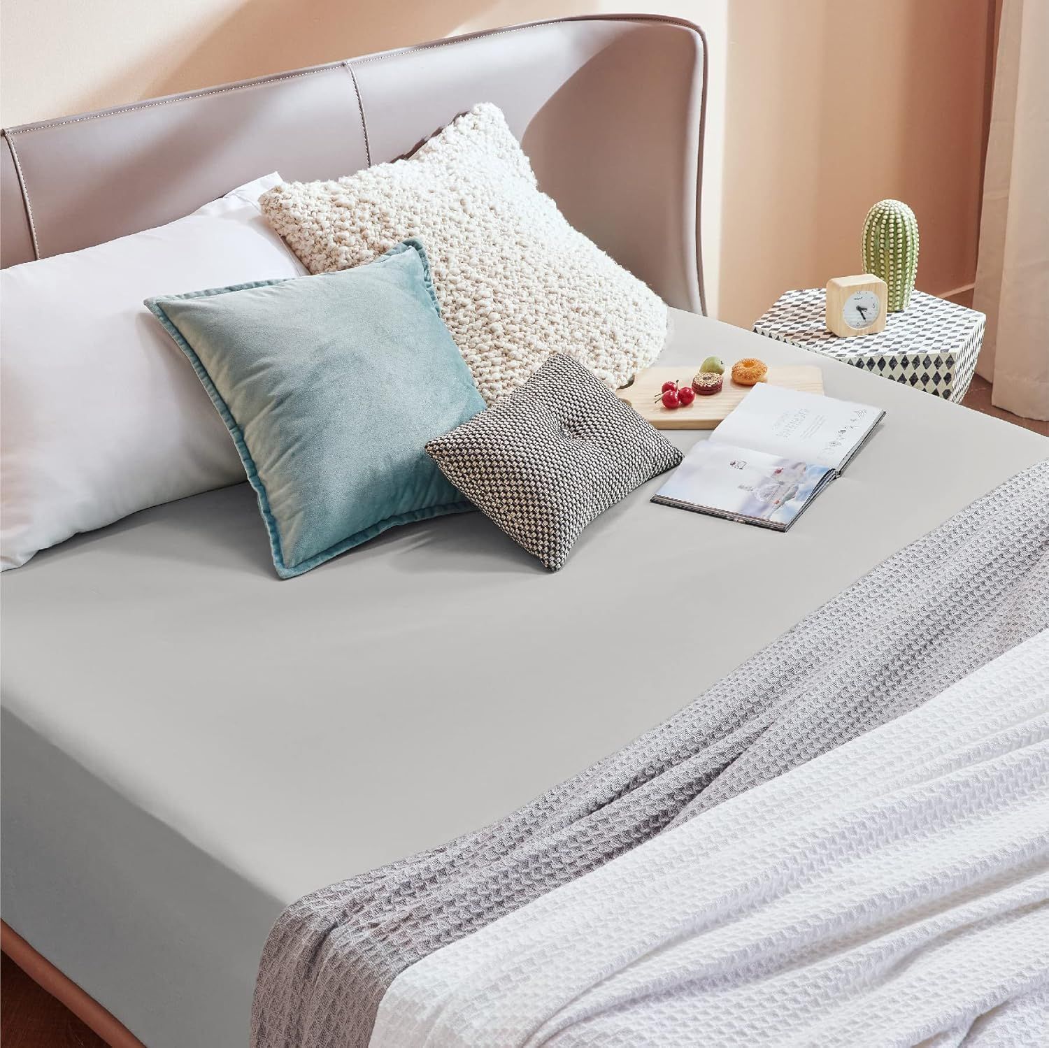 2000TC Hotel Quality Fitted Sheets - 2 Piece Fitted Sheets -Breathable Bedding - Wrinkle, Fade, Stain Resistant- 16inch/40cm Deep Pocket Fitted Bed — image 5