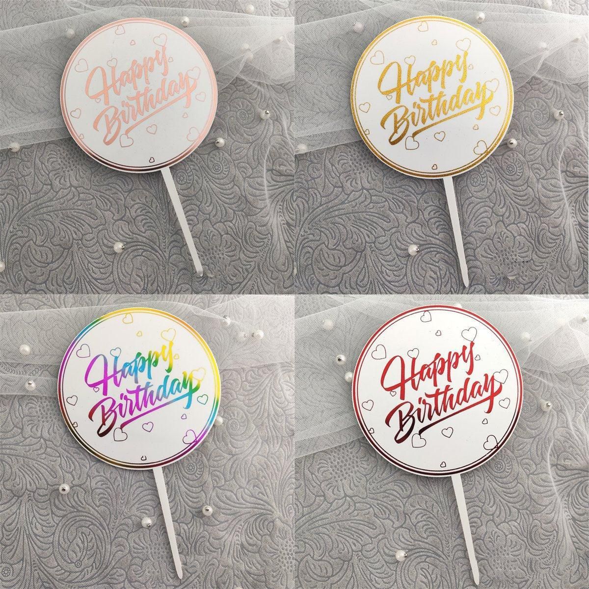 Happy Birthday Anniversary Wedding CakeCardboard Topper Acrylic Party Decoration - 15 โ image 5