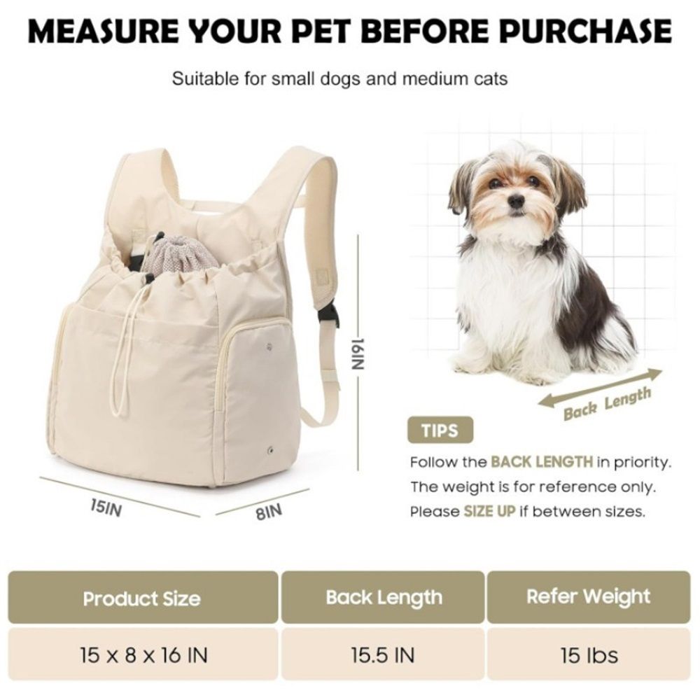 Dog Front Carrier Backpack, Adjustable Pet Dog Carrier Backpack Ventilated Mesh Dog Travel Backpack with Zippered Side Windows for Hiking Traveling for Small โ image 2