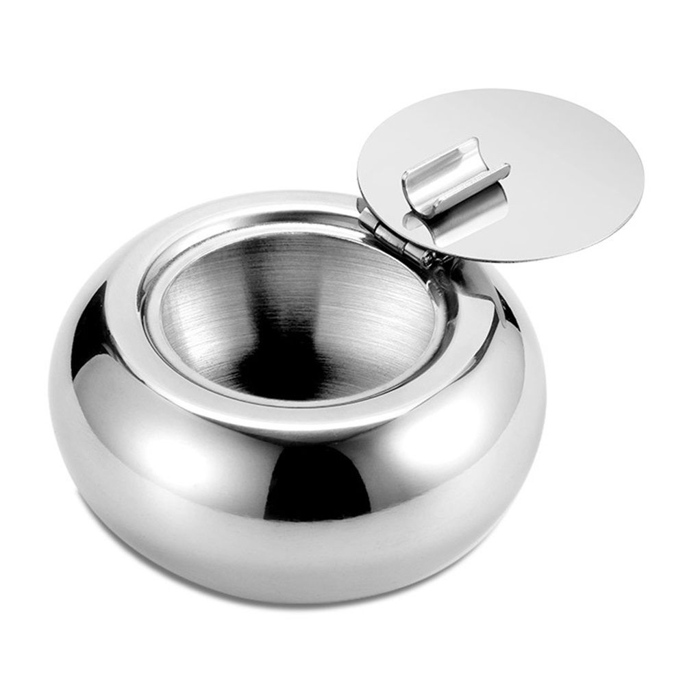 Stainless Steel Windproof Ashtrays with Lid for Cigarettes Cigar Smokers, Modern Outdoor Ash Holder Tabletop Ashtray for Car Desk Home office Decoration
