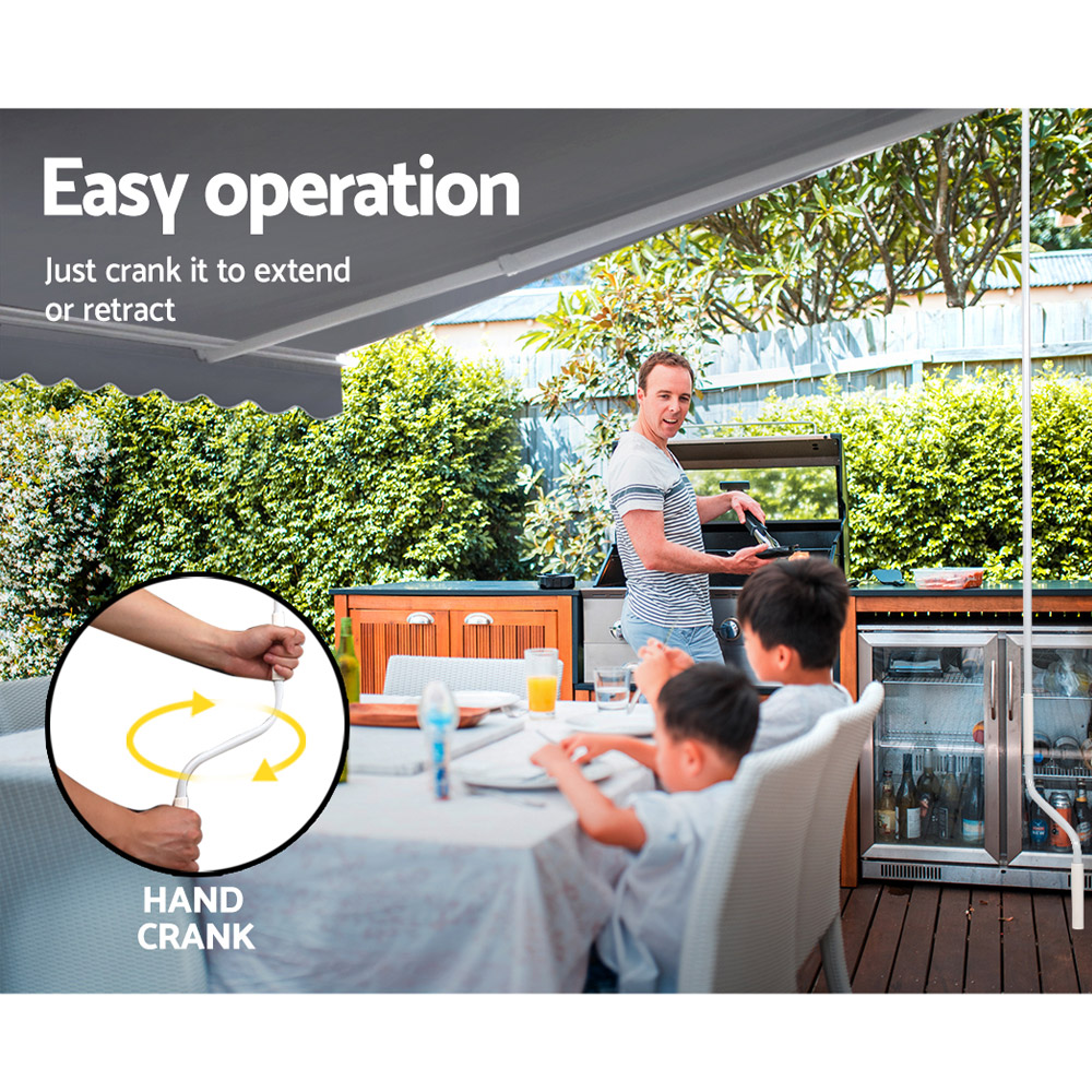 Instahut Retractable Folding Arm Awning Manual Sunshade 4Mx3M Pearl Grey โ image 4