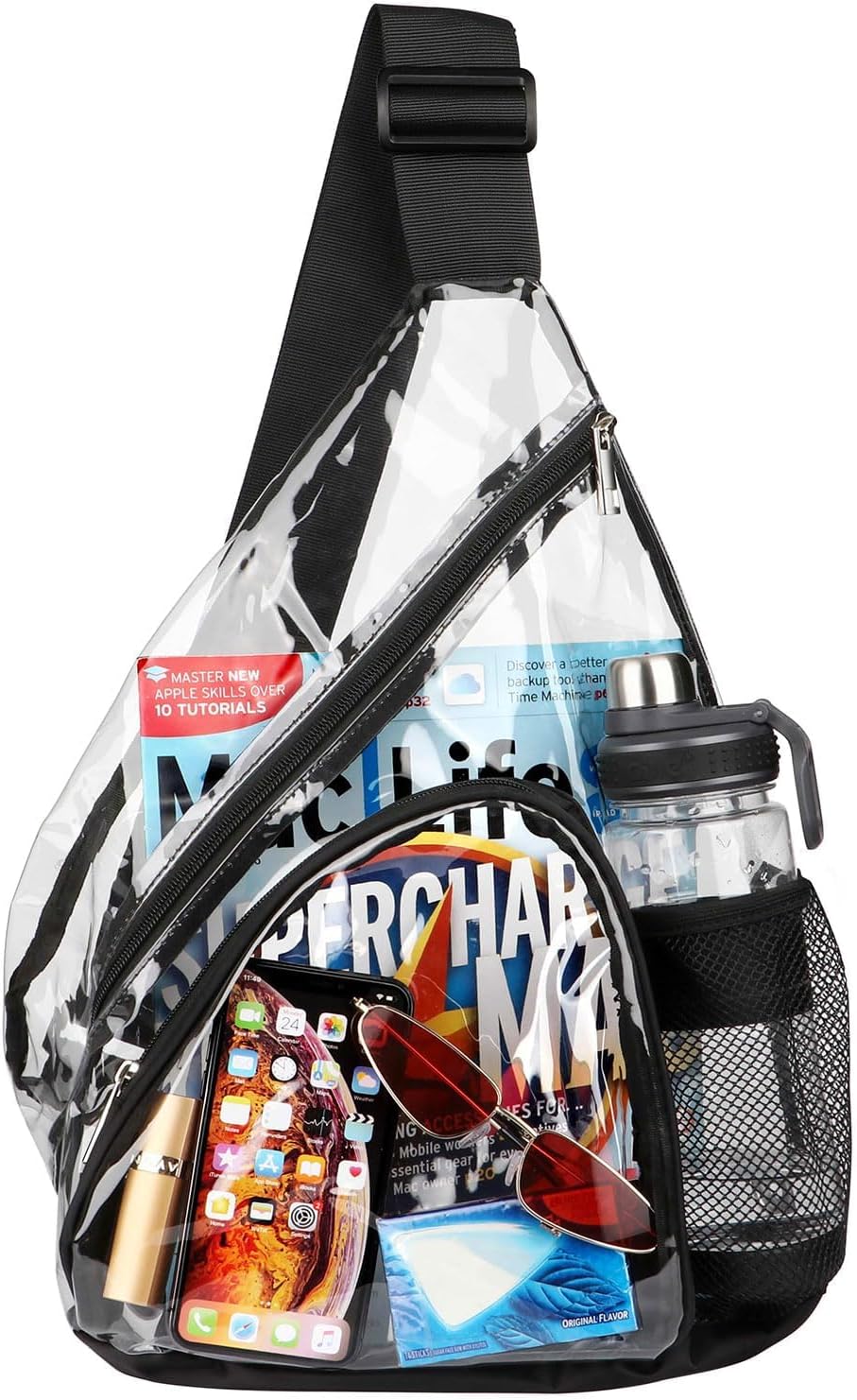 Clear Sling Bag, Clear Bag Stadium Approved, Transparent Shoulder Crossbody Backpack Chest Casual Daypack