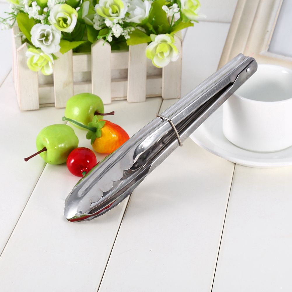 9" Stainless Steel BBQ Clip Buffet Food Tongs Bread Steak Kitchen Serving Clamp Tools โ image 6