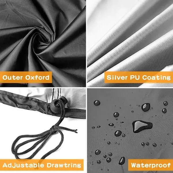 1 Piece 210D Oxford Charcoal Grill Cover, Waterproof Windproof Outdoor BBQ Protector with Drawstring, Black, 61 × 72 cm — image 3