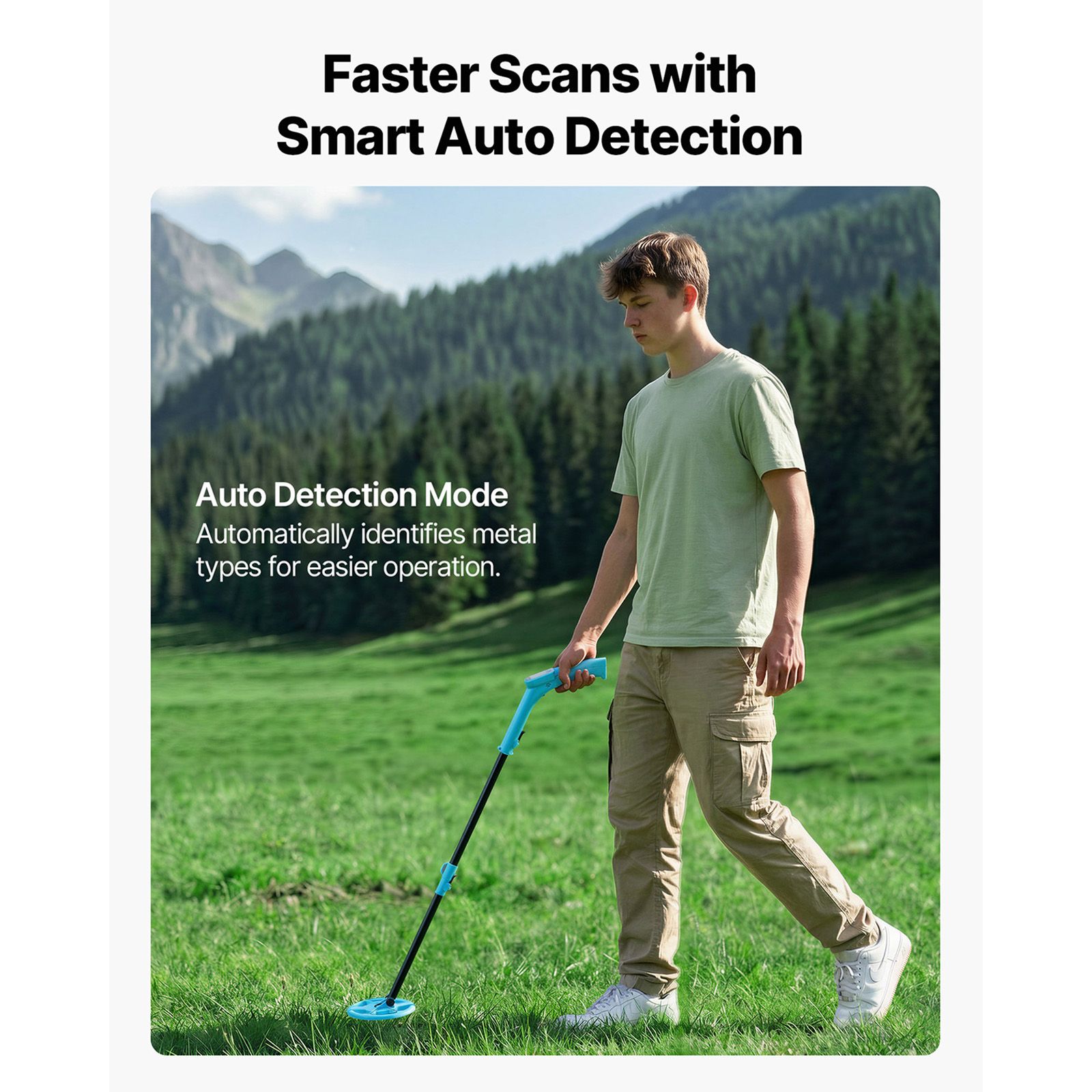 Metal Detector, 101.6 mm, Lightweight Metal Detector with LCD Display, 152.4 mm IP68 Waterproof Search Coil, Adjustable 650-930 mm Gold Detector, Easy to Use — image 3