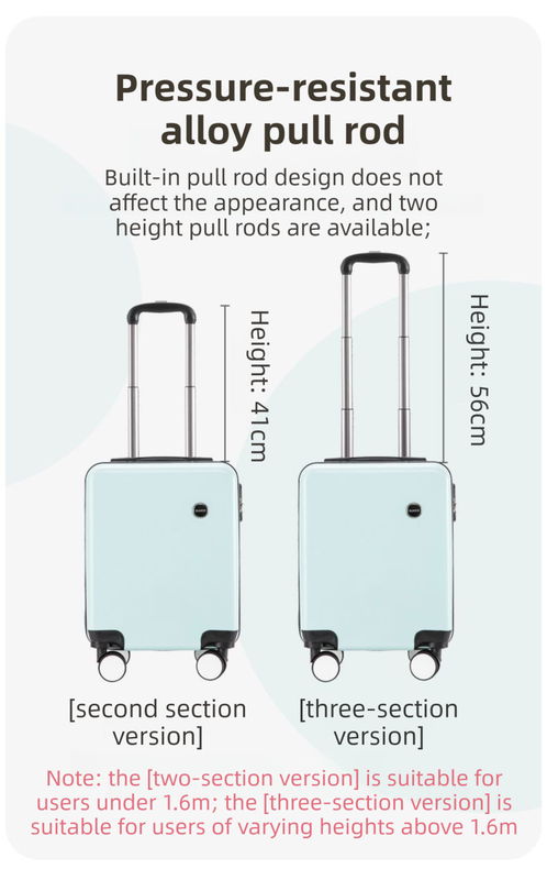 Yellow 16 Inch Lightweight Carry-on Luggage for heights under 1.6m - Underseat & Overhead Cabin Hardside Suitcase — image 3