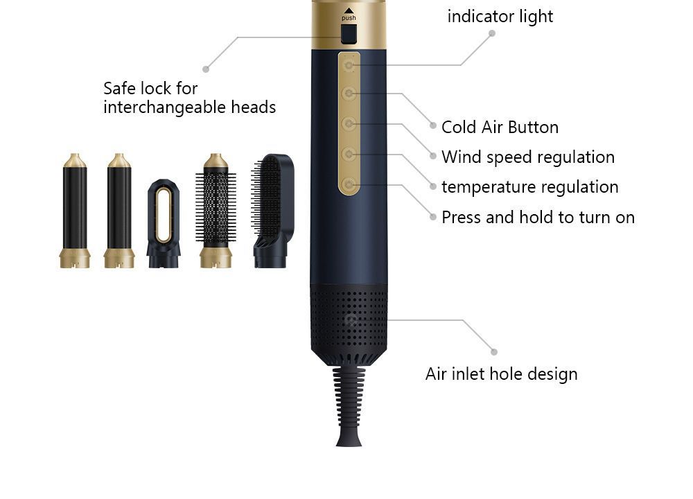 5-in-1 hair dryer, hair styling tool, hot air comb, straightening and curling, automatic curling iron, high-speed motor, Australian hair care, multifunction โ image 6