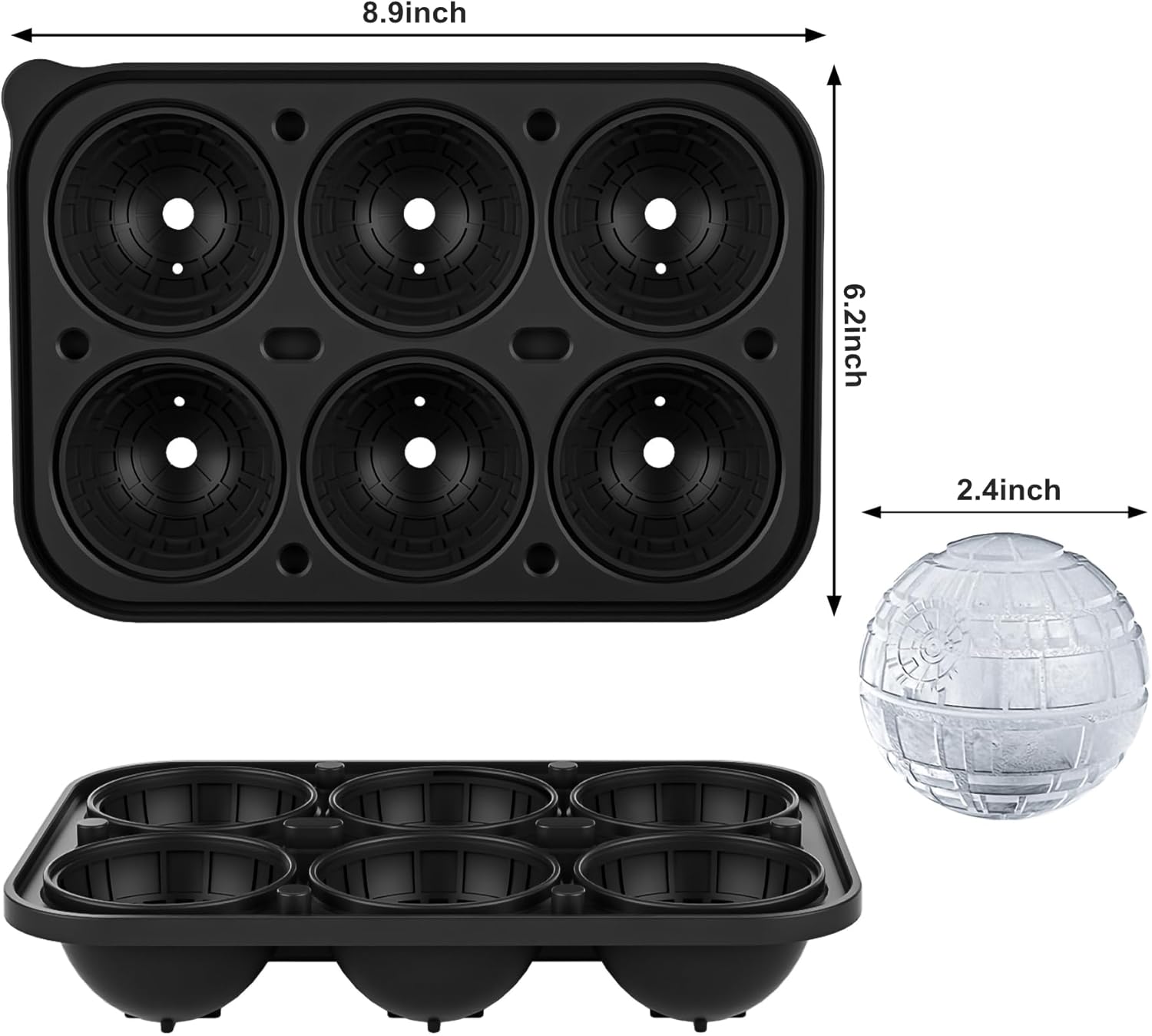 Bangp Large Ice Cube Tray for Whiskey,Sphere Ice Cube Molds, Silicone Ice Ball Maker Mold,Fun Shapes Ice Cube Mold for Cocktails, Bourbon,Brandy — image 4