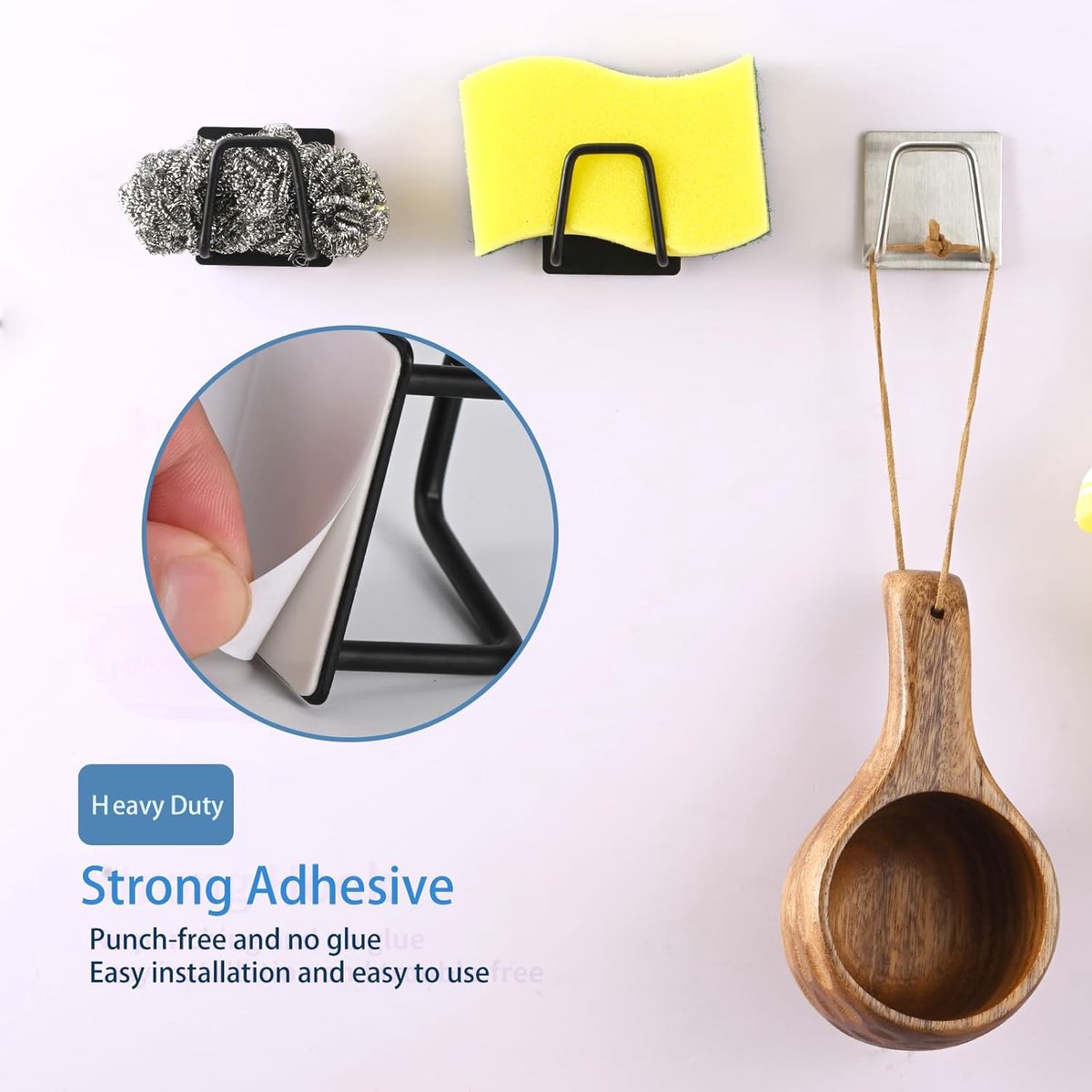 Sponge Holder - 2 Pieces - Self-Adhesive - Dishcloth Holder - Sink Sponge Holder - Sink Organizer - Sponge Holder - Wall Hook - Water Resistant - Sponge Holder โ image 2