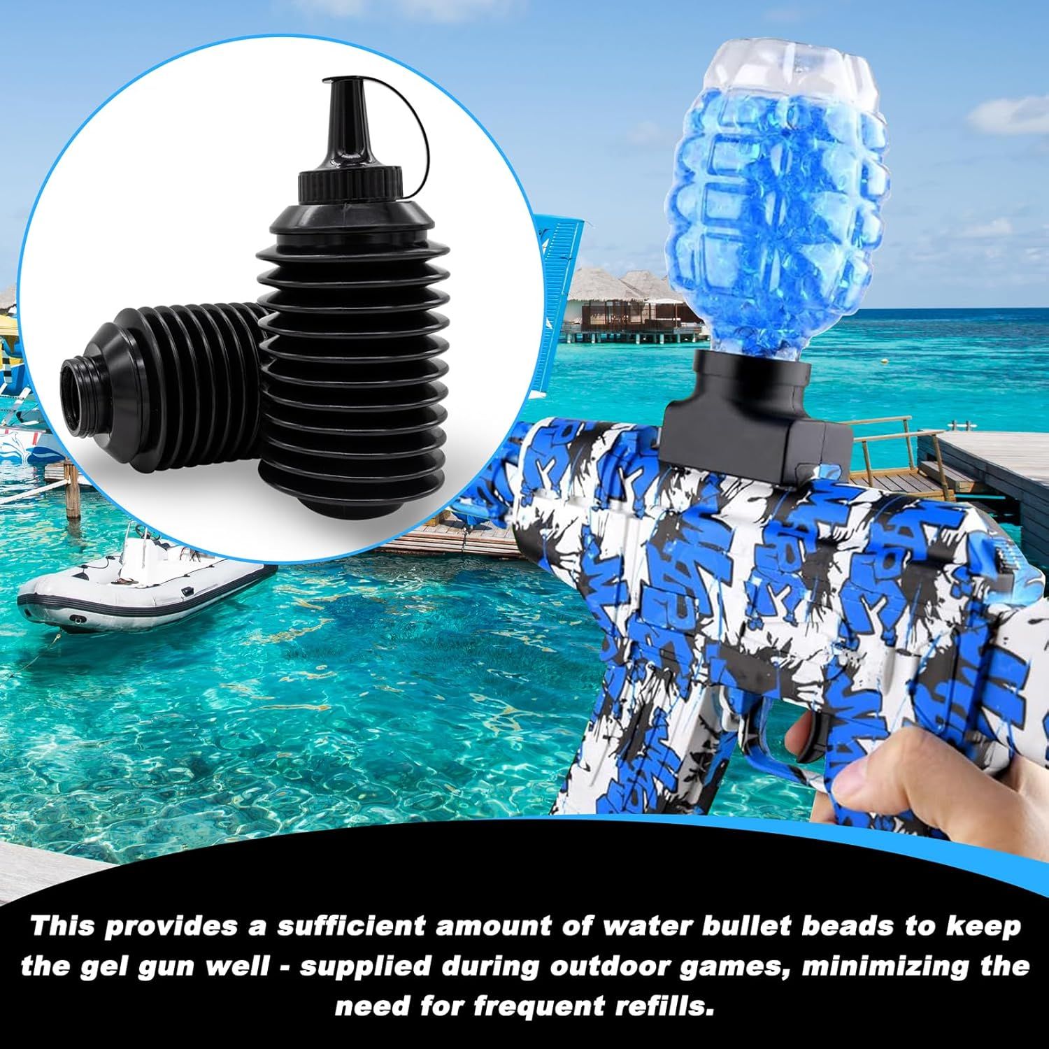 4 Pack Gel Ball Blaster Gun Accessories Bullets Beads Refill Ammo Bottle Plastic Hopper Accessories for Gel Gun Outdoor Party Game โ image 5