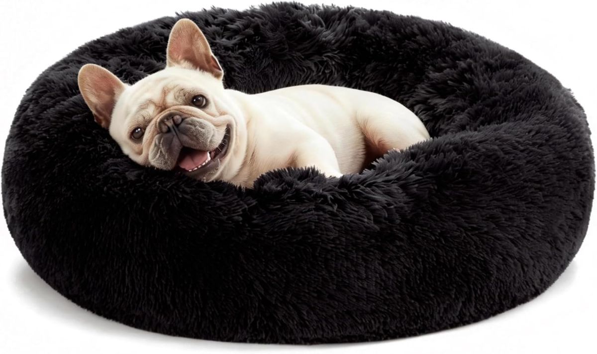 Pet Bed Anti-Anxiety Pet Bed Donut Pet Bed Small Dog Bed Medium Dog Bed Cat Bed - Black / 24in