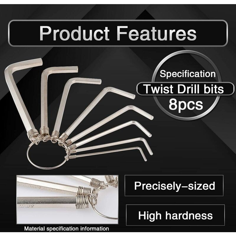 8 pcs Practical Metric Hex Allen Key Wrench Set For Repair 1.5/2/2.5/3/3.5/4/5/6Mm (Silver) — image 2