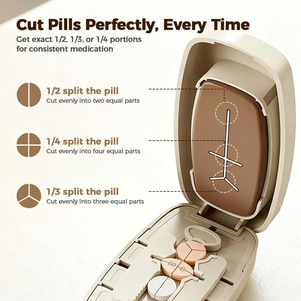 Adjustable Pill Cutter with Dual Fixing Clips, Precision Tablet Splitter for Small and Large Pills, Vitamins and Oval Tablets, Black — image 3