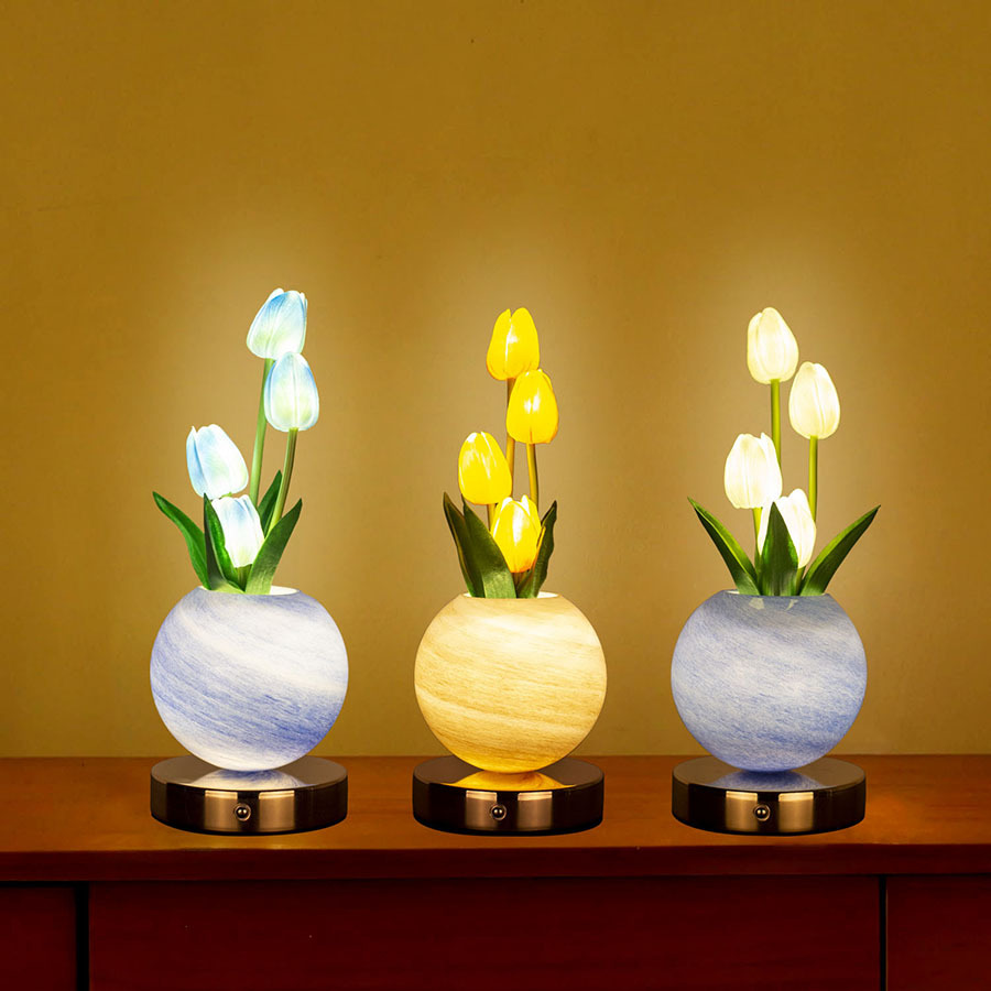 Orange Tulip Night Light - Floral Table Lamp for Bedroom Ambiance โ image 3