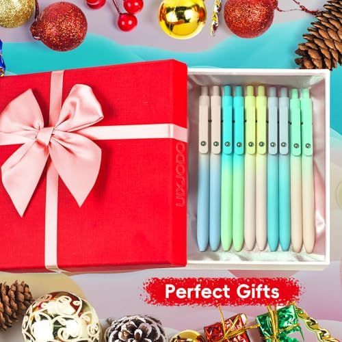 Gel Pens, 5 Pcs Black Ink Pens for Women, 0.7mm Medium Point Smooth Writing Pens with Silicone Grip, High-End Series Metal Clip Retractable Pens for Journaling — image 4