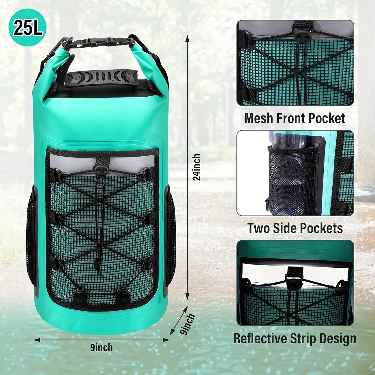 25L Large Capacity Waterproof Backpack Double Layer Rainproof Dry Wet Separation Abrasion Resistant Night Reflective for Outdoor Camping Kayaking Surfing — image 2
