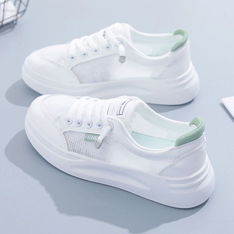 Women Mesh Sneakers Breathable Casual Flat white green 39 โ image 4