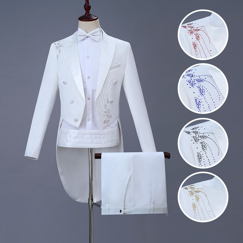 Men Slim Tuxedo Suit Stage Performance Formal Wear Purple Drill โ image 2