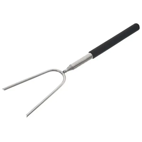 Telescopic Campfire Roasting Fork, Double Prongs, Stainless Steel, Rotating Handle, for Camping, Picnics and Outdoor Cooking, Black — image 4