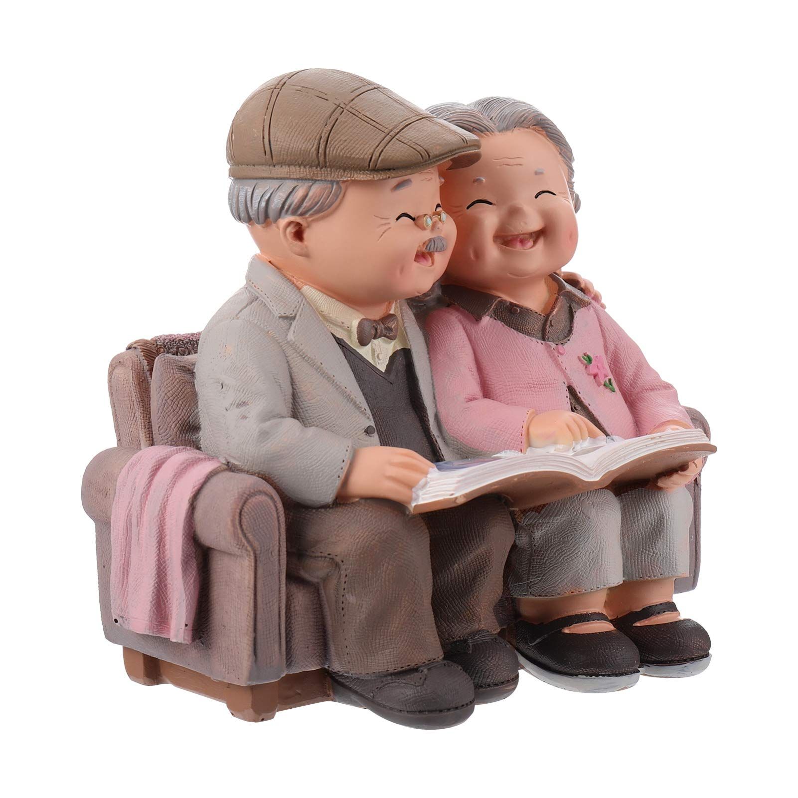 Loving Elderly Couple Miniature Figurines Grandparents Parents Statue Resin Couple Ornaments for Valentines Day Wedding