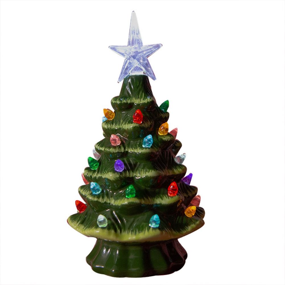 18.8cm Lighted Ceramic Christmas Tree Christmas Tabletop Decorations Christmas Lights — image 5