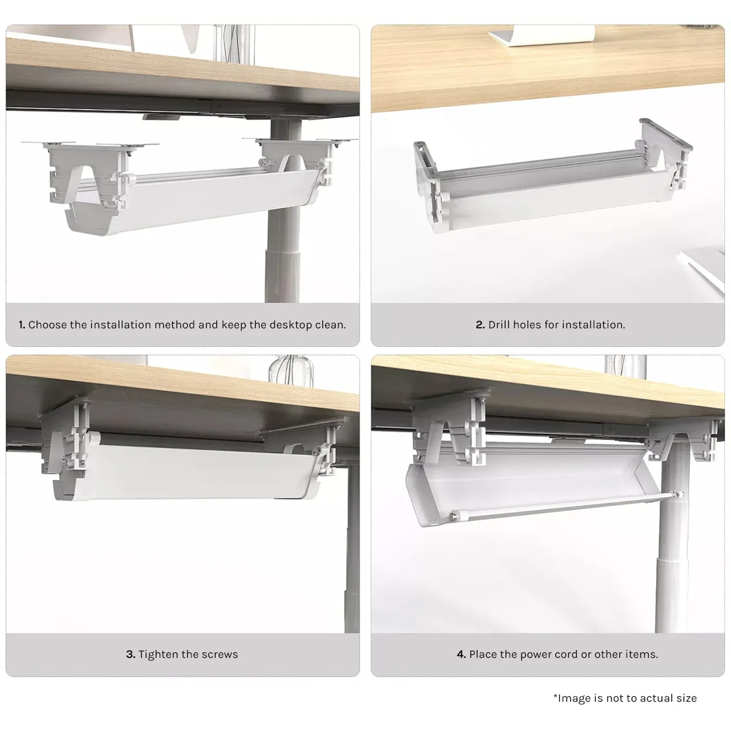 Lifespan Fitness ErgoDesk Height Adjustable Under Desk Cable Management Tray (100cm) — image 3