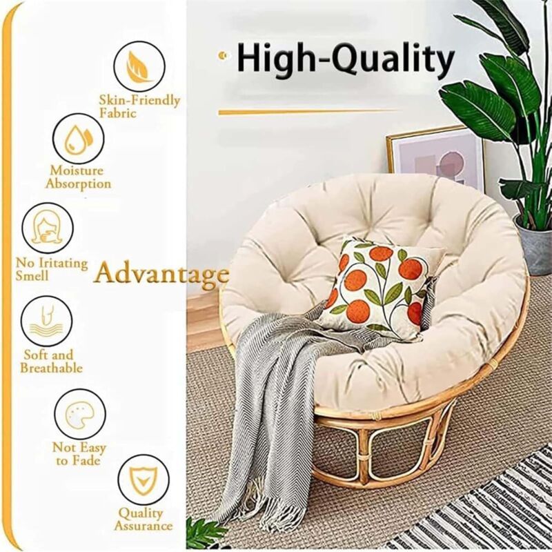 Hanging Chair Cushion Round and Thick Radar Egg Chairs Balcony and Garden Comfortable Nest Style, 80cm — image 2