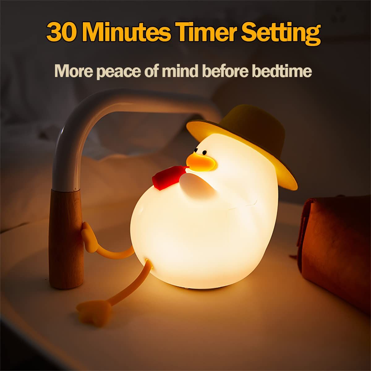 Fun Night Light for Kids, Cute Squishy Duck Bedside Lamp, Silicon Light Up LED Decor Nightlight for Toddler Bedroom and Kid Room — image 5
