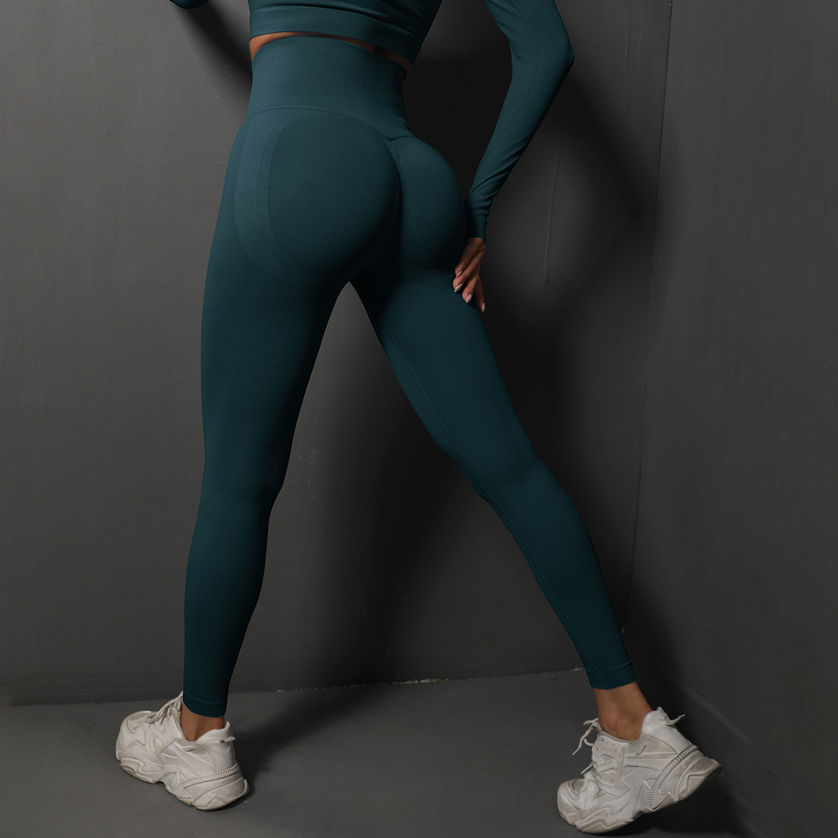 Size S Dark Green Seamless High-Waisted Yoga Pants for Women - Lift Workout Leggings for Running, Gym, and Fitness โ image 4
