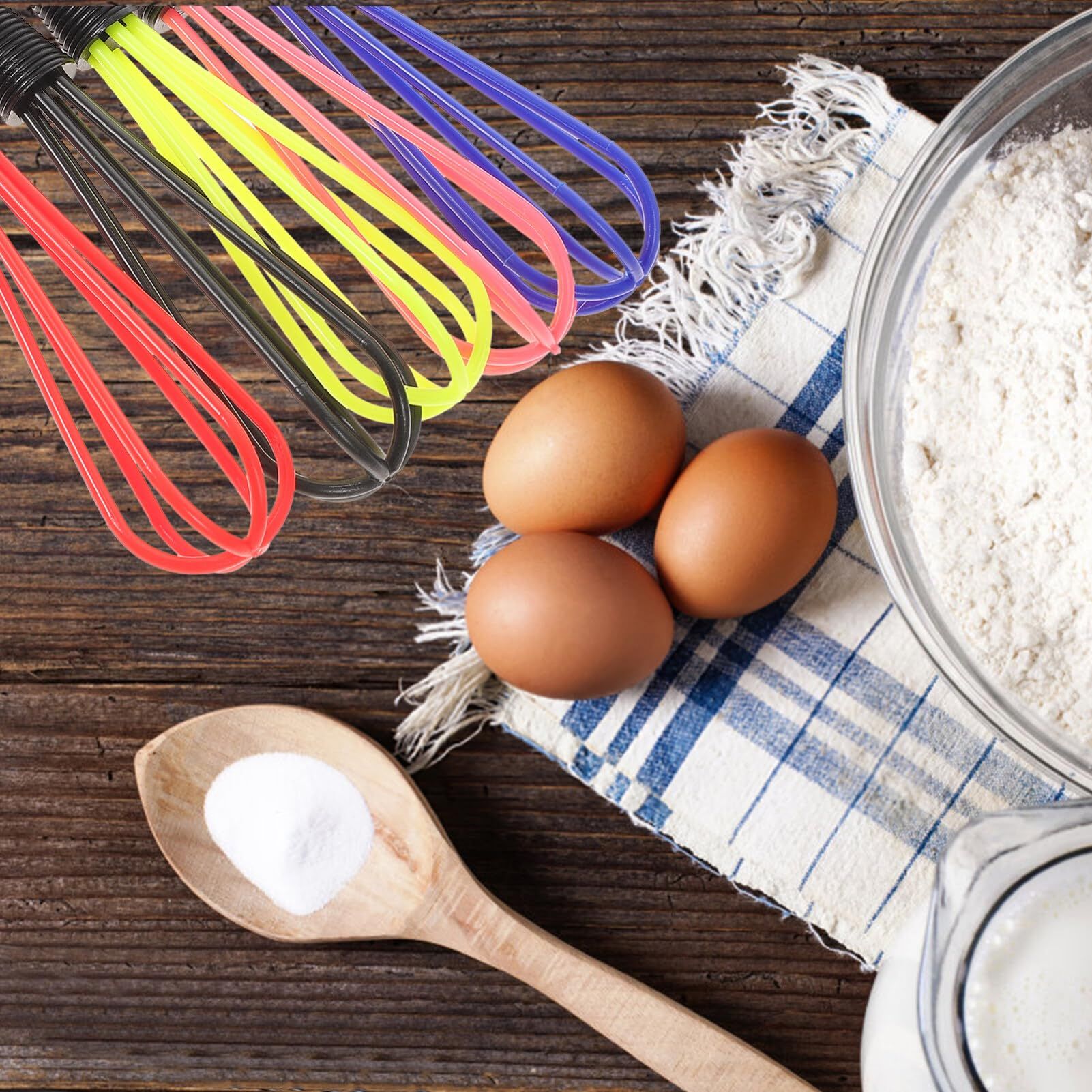 5 Pieces Silicone Whisk, Balloon Whisk Set, Colorful Non Scratch Coated Kitchen Whisks for Cooking Nonstick Cookware — image 3