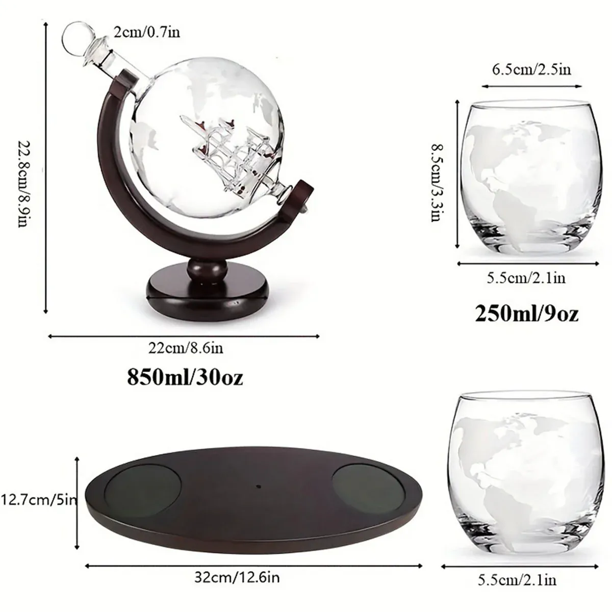 Globe Wine Decanter Glass Bottle Divider Whisky Liquor Dispenser For Home Bar — image 3