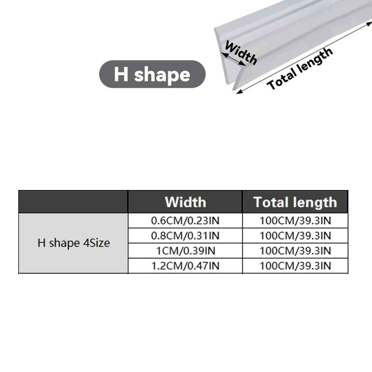 Sealing Strip Windproof Silica Gel Strip for Glass Doors Windows Anti Collision - 0.8cm x 100cm β image 4