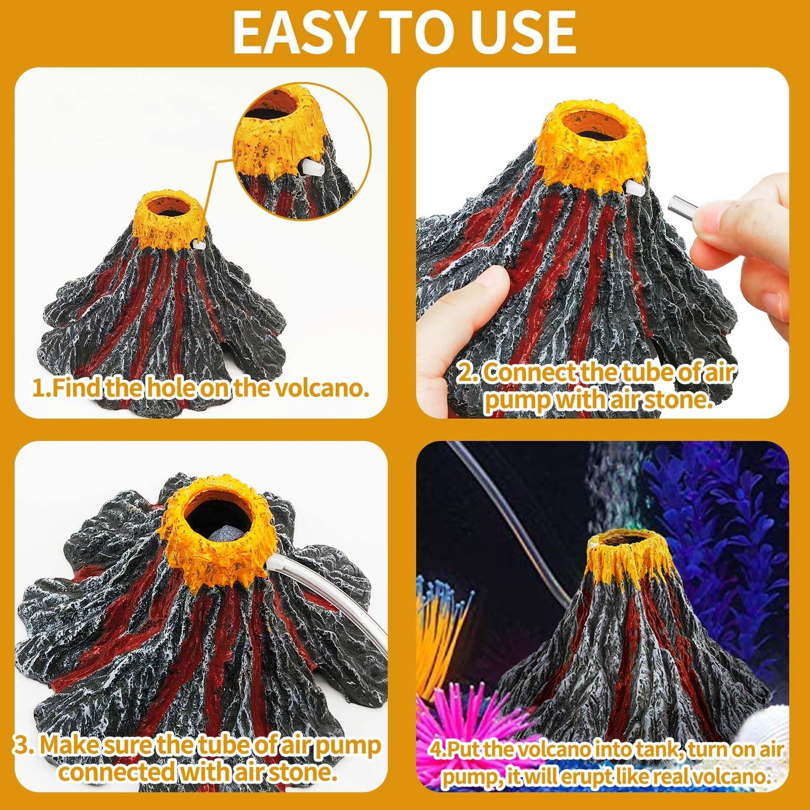Aquarium Air Bubbler Decoration, Realistic Volcano Ornament for Aquarium Fish Tank (Volcano-L)for fish tank, aquarium â image 2