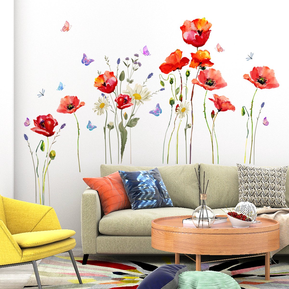 Wall sticker - flowers - Reusable / repositionable - Children's room - Boys - girls - Home decor - Colorful Wall Sticker - for living room baby rooms bedroom — image 2