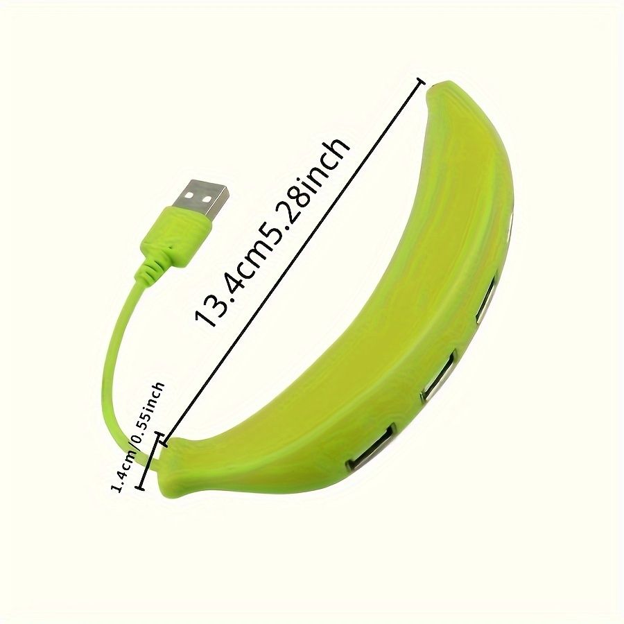 [Portable USB Hub] Banana-Shaped 4-Port USB 2.0 Hub - Portable & User-Friendly Expansion for All Your Devices Green — image 4