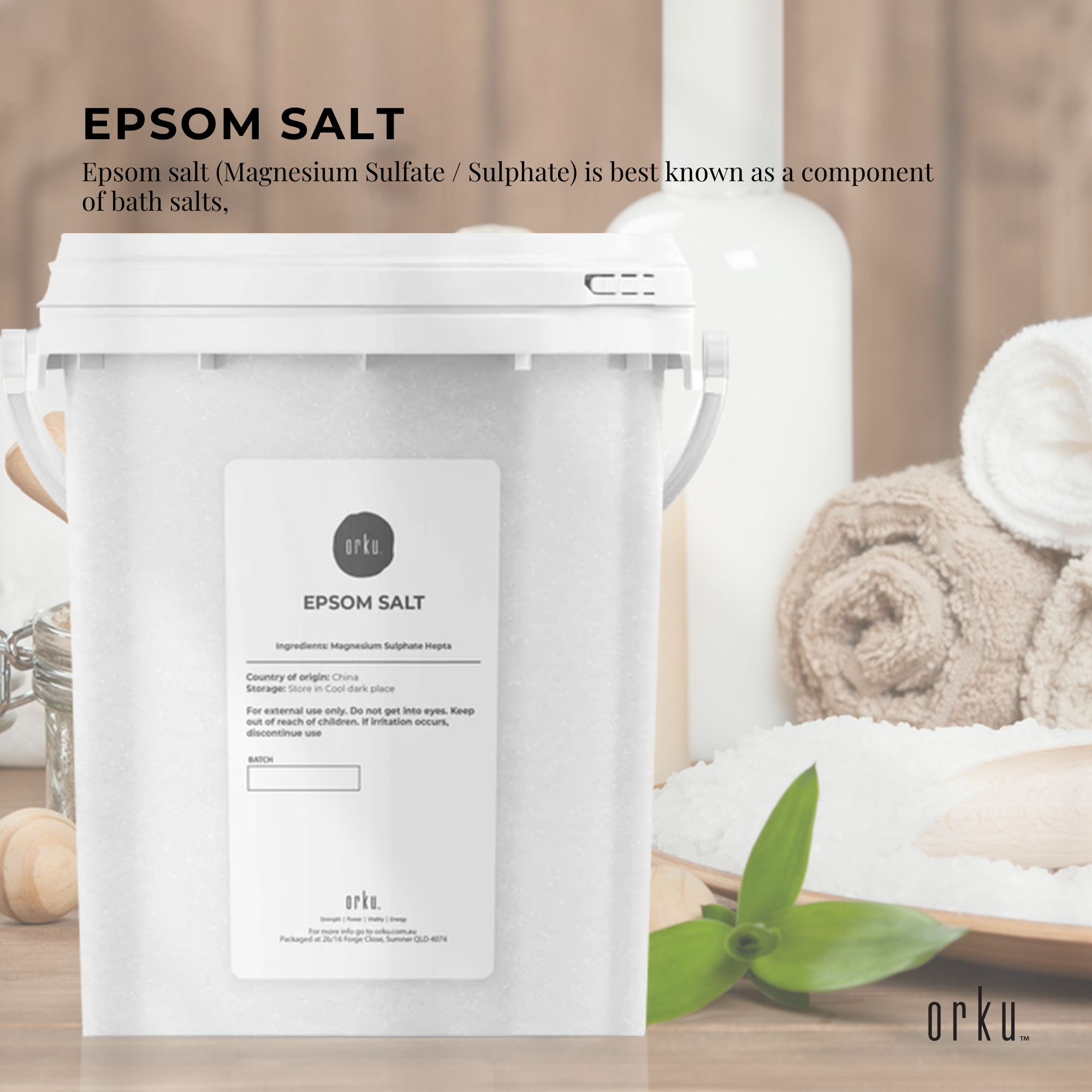 Orku 1.3kg Epsom Salt Tub - Magnesium Sulphate For Bath Skin Body Skin Care — image 2