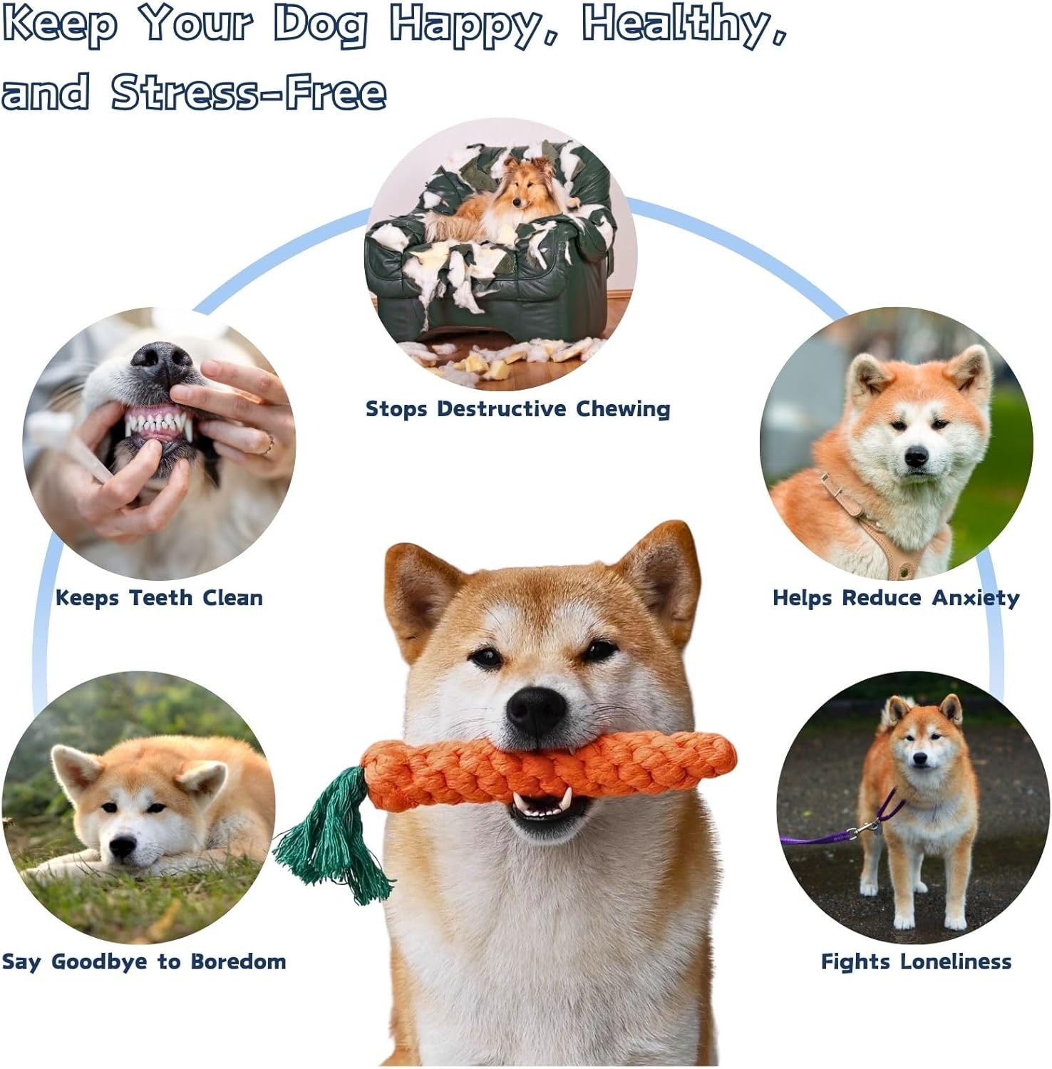 12 PCS Carrot Dog Rope Toys for Dogs, Durable Chew Toys for Aggressive Chewers, Entertainment & Interaction, Teeth Cleaning and Chewing, All-Cotton โ image 3