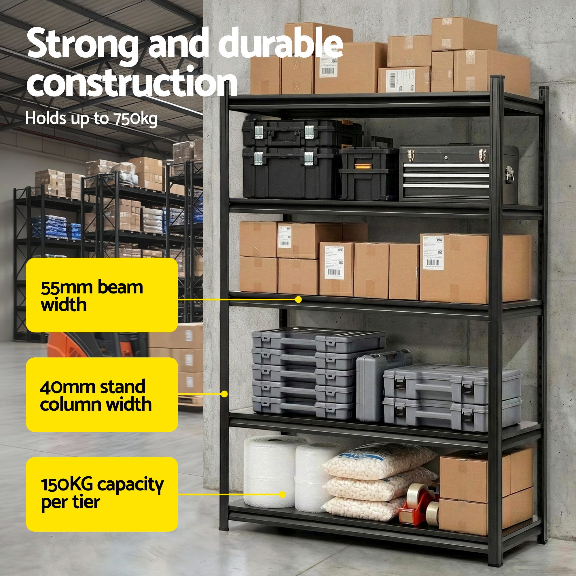 Giantz Garage Shelving 1.8X1.2m Warehouse Rack Storage Shelves Workshop Racks Steel โ image 5