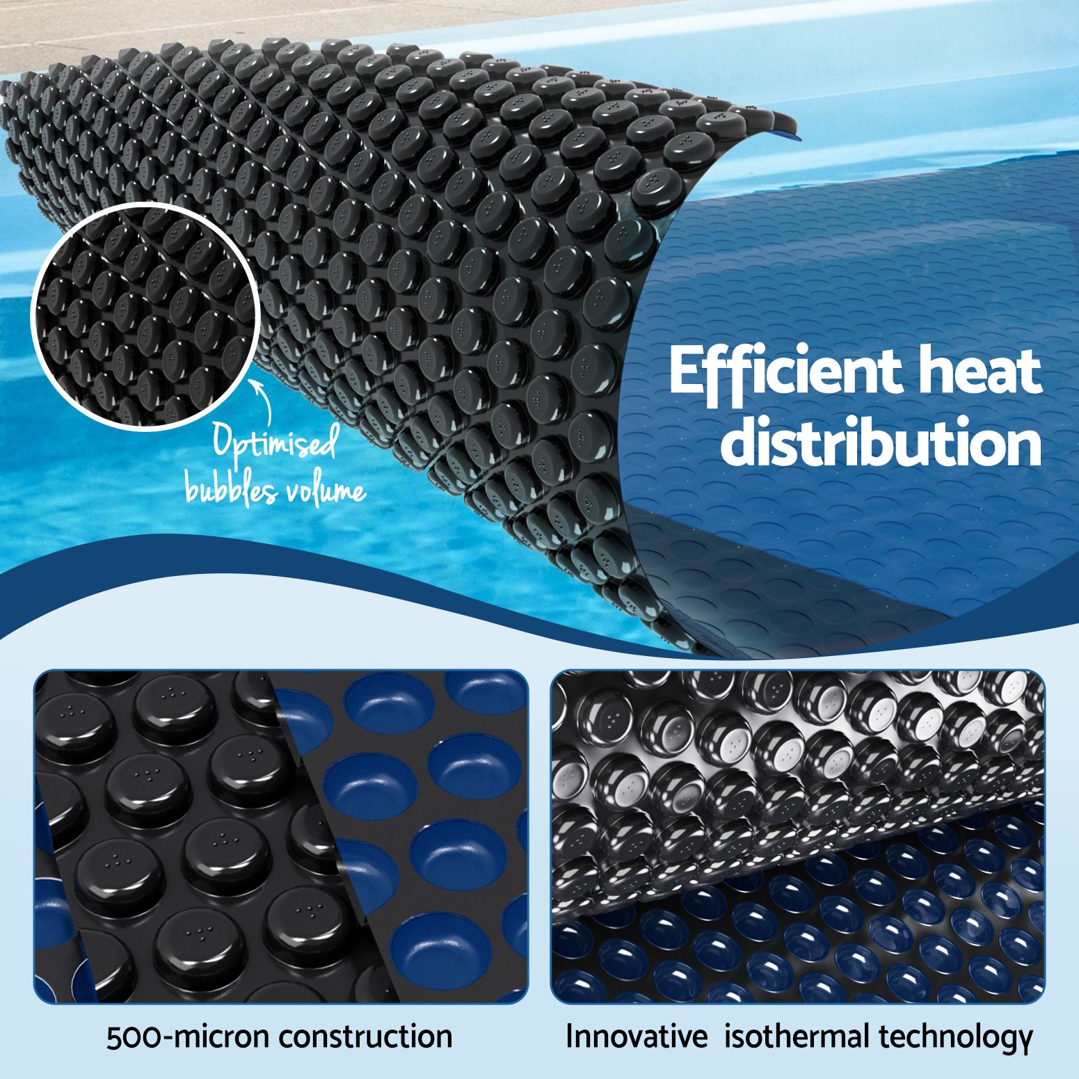 Aqua Buddy Pool Cover 500 Micron 8.5x4.2m w/ Roller 5.55m Swimming Pools Black Solar Blanket — image 6