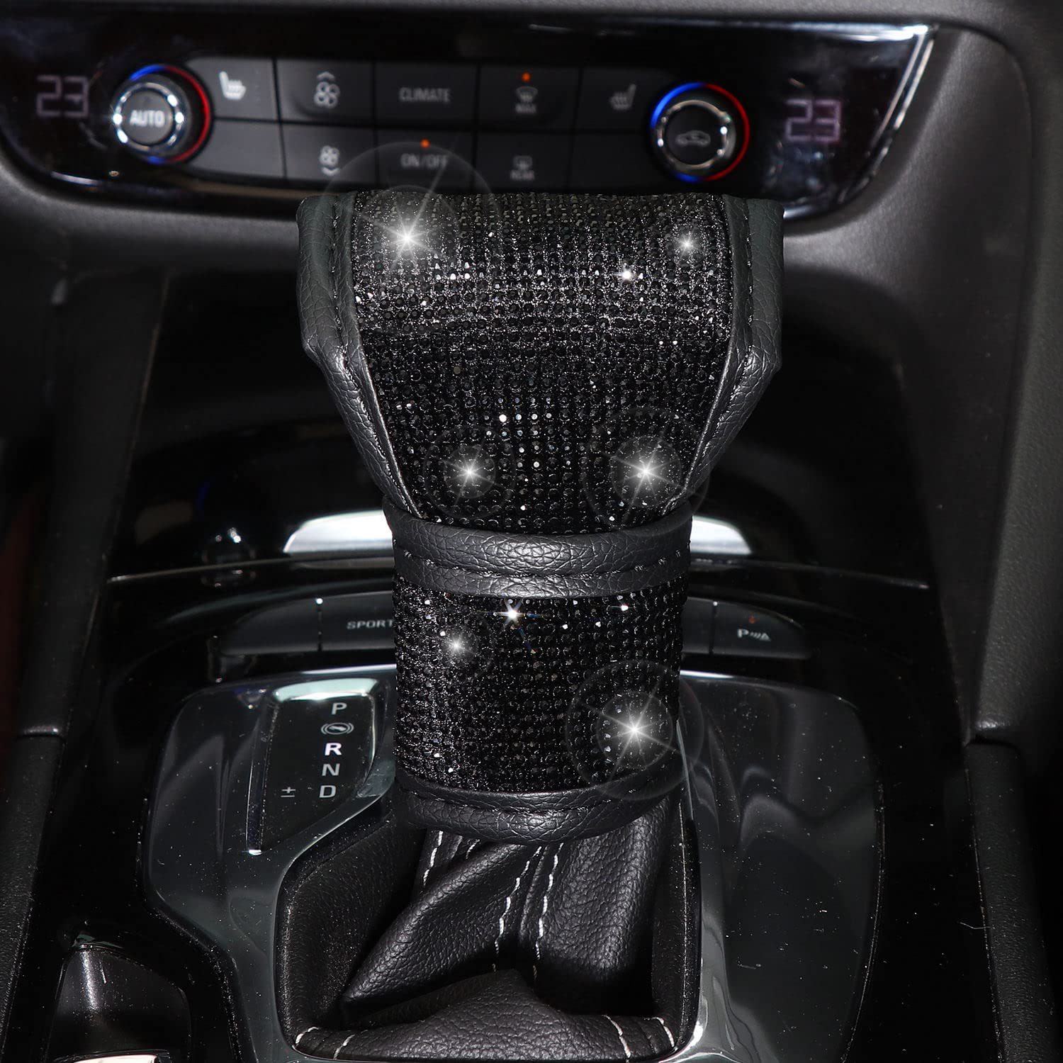 All pink 7-Piece Car Interior Decoration Set – Crystal Rhinestone Steering Wheel Cover, Gear Shift Cover, Seat Belt Pads, Cup Coasters & Ignition Switch Cover — image 4
