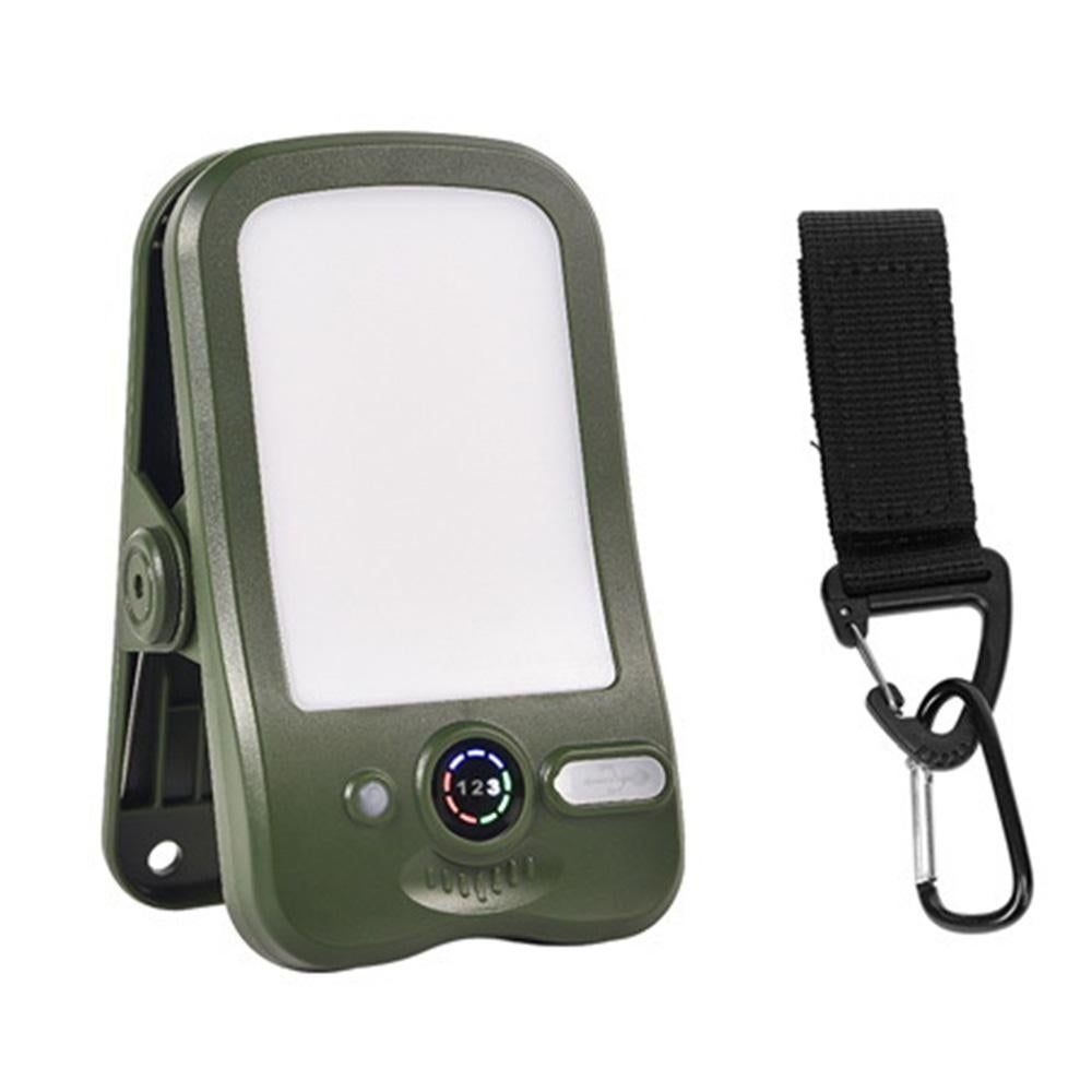 USB Solar Dual Charging Camping Clip Light with 60 LEDs 3 Dimming Modes Power Display - Army Green