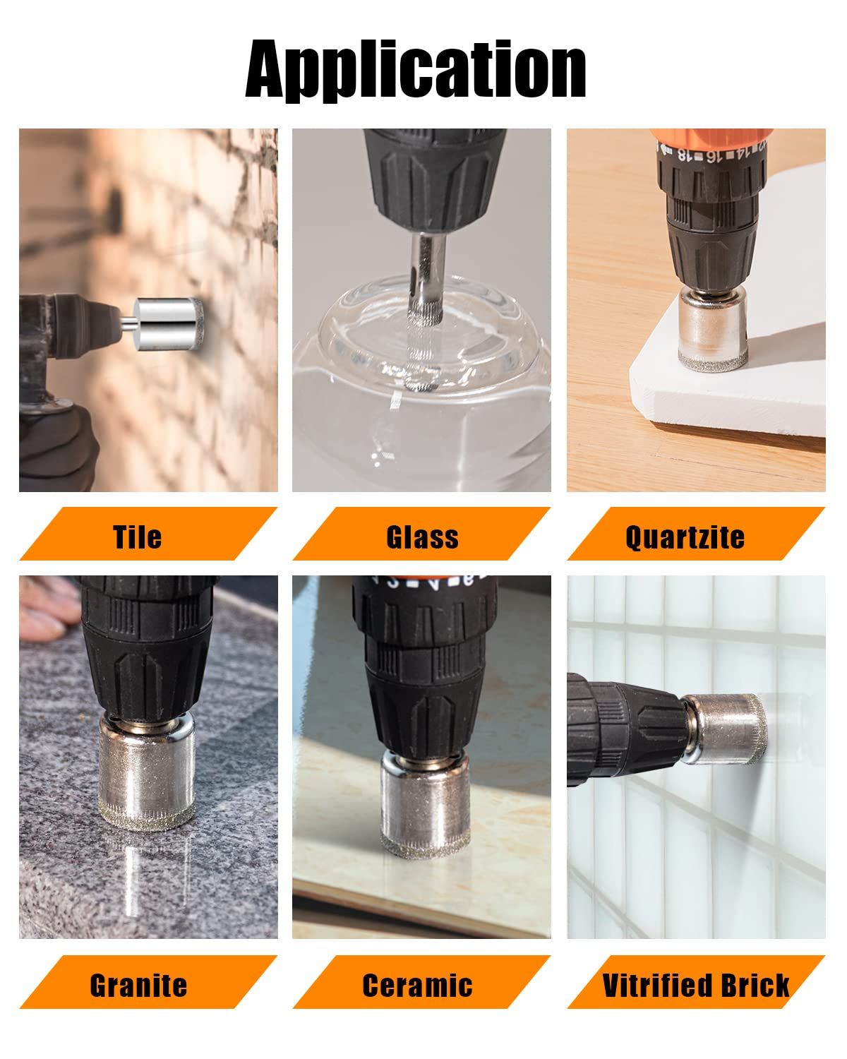 Diamond Drill Bits Set, 10 PCS Diamond Hole Saw Set, Glass Drill Bit for Ceramic Tile Porcelain Marble Granite Stone Bottles — image 2