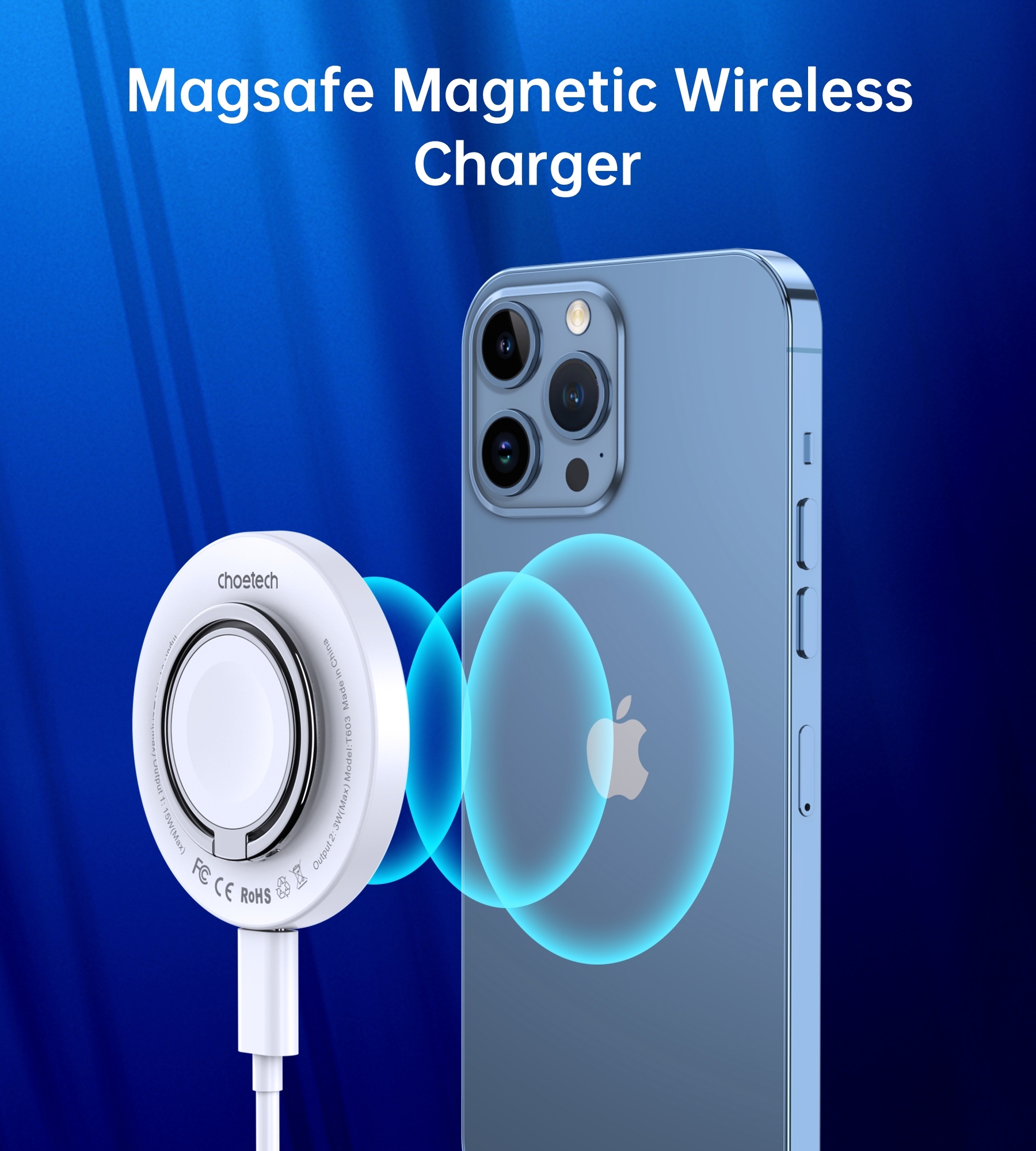 CHOETECH T603-F Ring Holder and Magnetic 15W Wireless Charger for Phone/airPod/iWatch โ image 6