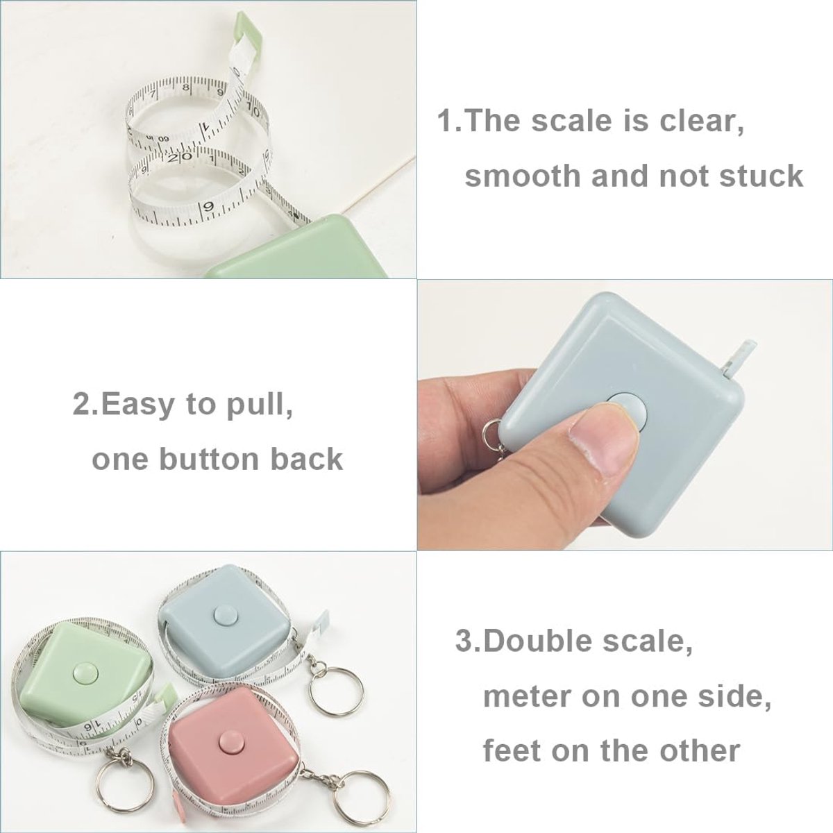 Tape Measure - Extendable Tape Measure - Small Tape Measure - 1.5 m Extendable Tape Measure for Sewing and Crafts, Body Measurements, Weaving Fabrics โ image 3
